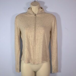 Delia’s true vintage 90’s full zip sweater puff  sleeve sz large oatmeal speckle